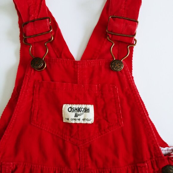 Oshkosh Red Lightweight Corduroy Overalls size 6 Months - Picture 6 of 9